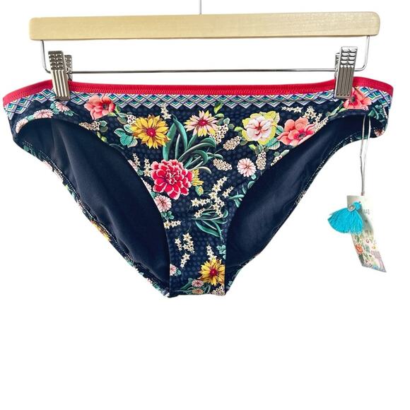 Johnny Was Mia Tie Front Black Floral Boho Bikini Size X-Large NWT - Picture 8 of 11